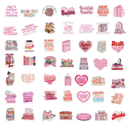 50/52pcs Romance Bookish Spice Reader Stickers Pink Girl Cartoon Decals Aesthetic Decals Phone Laptop Diary Sticker Kids Toys (ONLINE ORDER ONLY)
