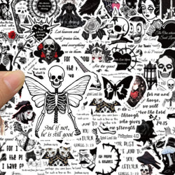 10/30/50PCS Horror Black White Bible Phrase Stickers Funny Jesus Decals Decoration Waterproof Laptop Stationery Bike DIY Toys (ONLINE ORDER ONLY)