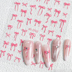 Gold Silver White Black Pink Blue Bowknot Ribbon Flat 3D Line Gird Strap Tie Elegant Charming Nail Art Stickers Manicure Decals (ONLINE ORDER ONLY)
