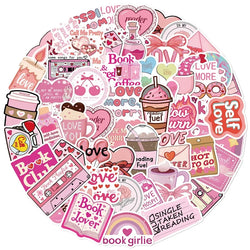 10/30/50PCS Cartoon Pink Love PVC Sticker Aesthetic Children's Stationery Sticky DIY Decoration Scrapbooking School Supplies (Online Order Only)