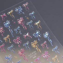 Chic Shiny Bowknot Colorful Ribbon Stars Heart Butterfly Flower Delicate Romantic Nail Art Stickers Decoration Manicure Decals (Online Order Only)