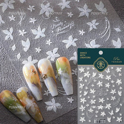 Bloomy Water Side Flower Delicate and Charming Peach Blossom Rose Garden Adhesive Nail Art Decorations Sticker Manicure Decals (ONLINE ORDER ONLY)