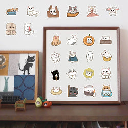10/30/60PCS Cute Cartoon Cat Stickers Animal Decals DIY Diary Notebook Laptop Car Suitcase Phone Decoration PVC Waterproof Toys (Online Order Only)