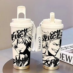 One Piece Thermos Cup: 520ML Luffy & Zoro Anime Straw Mug (ONLINE ORDER ONLY)