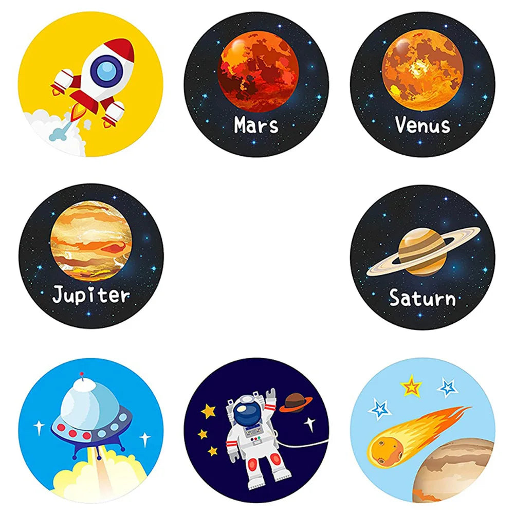 100-500PCS Children toys Space Planet Stickers school teacher Reward student stickers Scrapbooking stationery Decor (ONLINE ORDER ONLY)