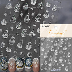 Hot Stamping Christmas Tree Bell Bowknot Cane Snowman Star Adhesive Nail Art Stickers Snowflake Glitter Powder Manicure Decals (ONLINE ORDER ONLY)