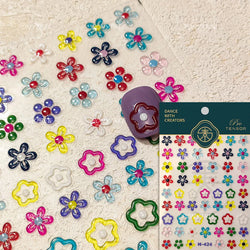 Colourful Graffiti Round Dot Line Water Droplet Cute Comma Geometric Jelly 5D Self Adhesive Nail Art Stickers Manicure Decals (Online Order Only)