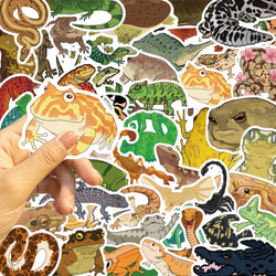 50pcs Funny Cartoon Reptile Stickers For Luggage Laptop Guitar Phone Skateboard Waterproof Graffiti Vinyl Bicycle Car Decals (ONLINE ORDER ONLY)