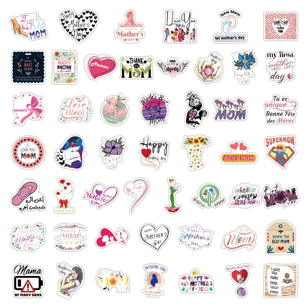 50/100Pcs Mother's Day Sticker Quotes Sentences DIY Laptop Luggage Refrigerator Skateboard Toy Decal Sticker (ONLINE ORDER ONLY)