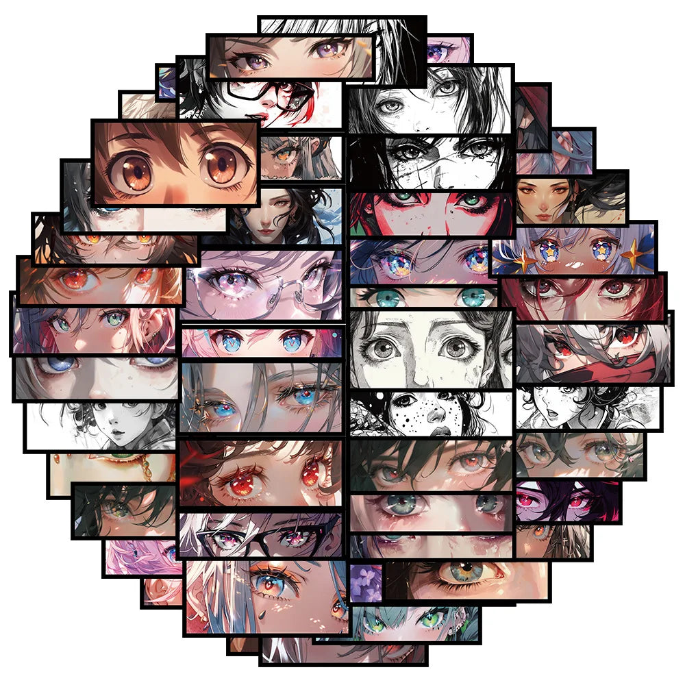 Anime Girl Eyes Stickers Waterproof for Bike Luggage Laptop Guitar (Online Order Only)