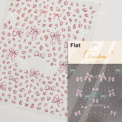 Simple Line Bowknot Red Gold Silver Laser Pink Hot Stamping 3D Self Adhesive Nail Art Stickers Pearl Rhinestone Manicure Decals (ONLINE ORDER ONLY)