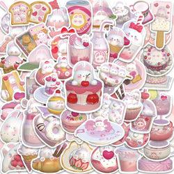 50PCS Cute 3D Pink Strawberry Rabbit Stickers for Laptop, Phone, Scrapbook, Luggage (ONLINE ORDER ONLY)