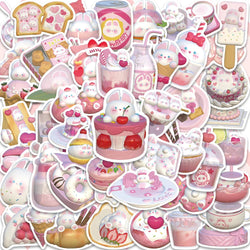 50PCS Cute 3D Pink Strawberry Rabbit Stickers for Laptop, Phone, Scrapbook, Luggage (ONLINE ORDER ONLY)
