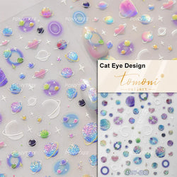 Blue Butterfly Planet Star Conch Snake Shell Clam Pearl Whale Jellyfish Moon Adhesive Nail Art Stickers Dreamy Manicure Decals (Online Order Only)