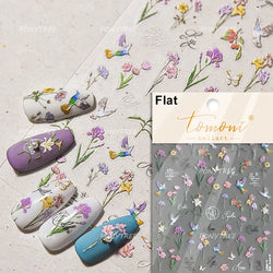 Gold Foil Dried Flowers Leaf Floral Print Daisy Rose Flower Peach Blossom Adhesive Nail Art Decoration Sticker Manicure Decals (ONLINE ORDER ONLY)