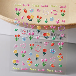 1Sheet Valentine's Day Decals 5D Nail Art Stickers Heart Self-Adhesive Slider Love Letters DIY Manicure Accessories "Dopamine" % (ONLINE ORDER ONLY)
