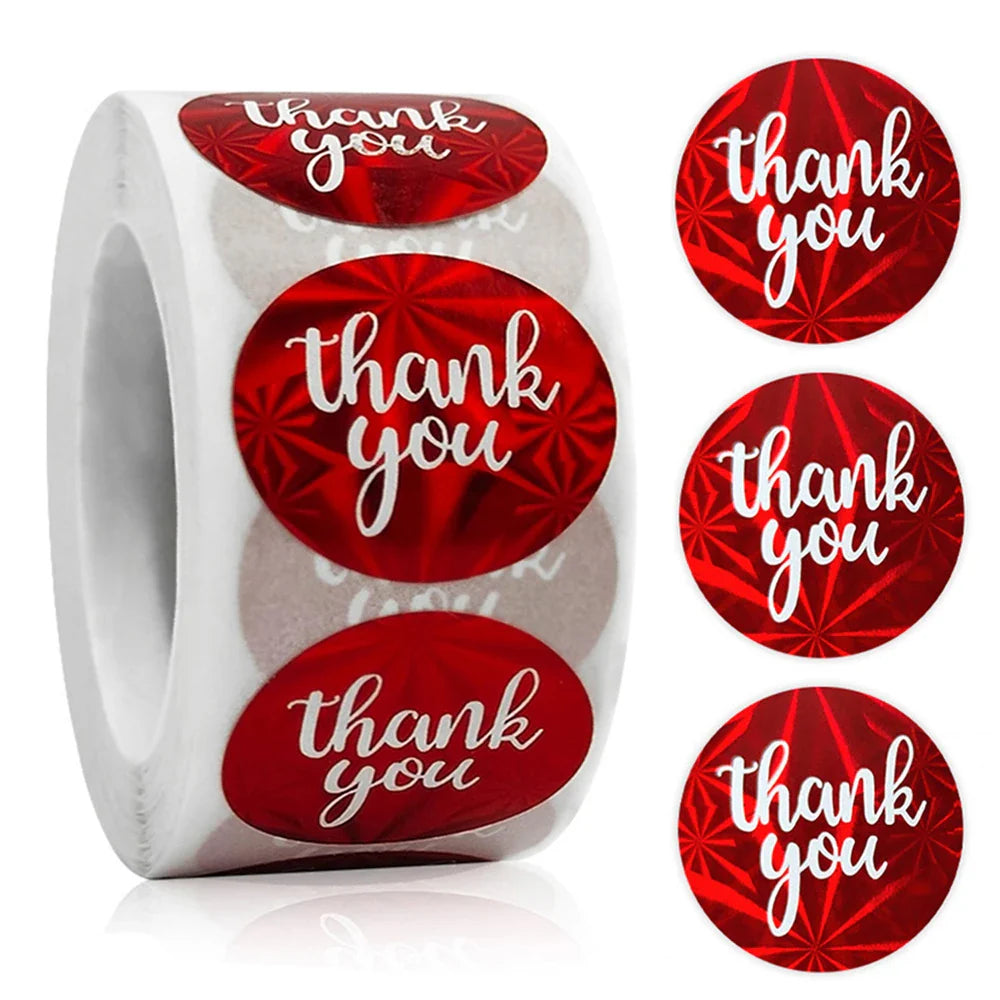 500pcs/roll Gold Holographic Glitter Sealing Label Round Laser Sticker Party Handmade Envelope Business Label Stationary Sticker (ONLINE ORDER ONLY)