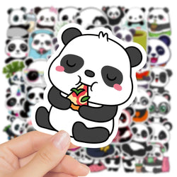 50Pcs Cute Panda Cartoon Animal Stickers Luggage Skateboard Cute DIY Cool Graffiti Waterproof Funny Kid Toy Sticker Decal (ONLINE ORDER ONLY)