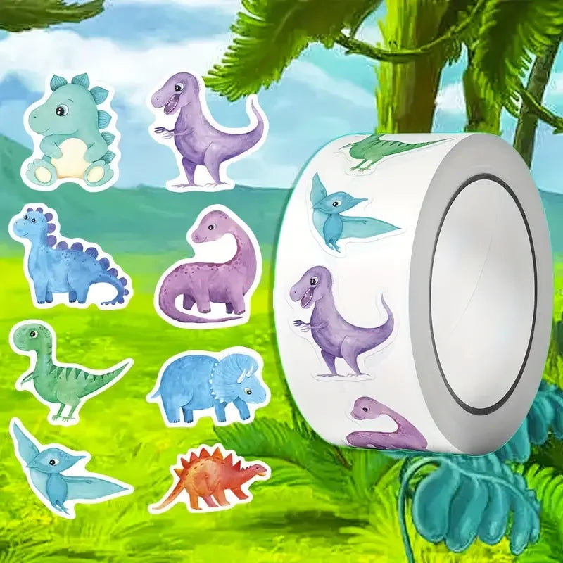 100-500pcs Animals Dinosaur Stickers Reward Stickers for School Reward Students Teachers Cute Decoration Gift Box Sticker Label (Online Order Only)