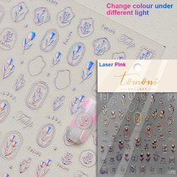 Retro Rose Gold Photo Frame Dried Flower Delicate Totem 3D Self Adhesive Nail Art Stickers 5D Shiny Rhinestone Manicure Decals (ONLINE ORDER ONLY)