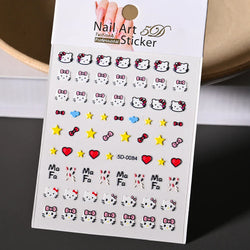 1pc 5D Cartoon Nail Art Stickers Waterproof Matte Finish with Kuromi, Cinnamoroll & Hello Kitty Designs Perfect for DIY Manicure (Online Order Only)