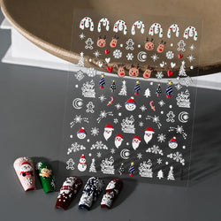 5D Embossed Gingerbread Man Nail Art Sticker Cute Christmas Winter Santa Claus Snowflake Elk Engraved Slider Manicure Decoration (ONLINE ORDER ONLY)
