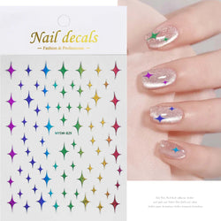 1 Sheet Star Nail Art Stickers 3d Self Adhesive Nail Decals Black White Golden Silver Color Star Design Nail Supplies Accessory (ONLINE ORDER ONLY)