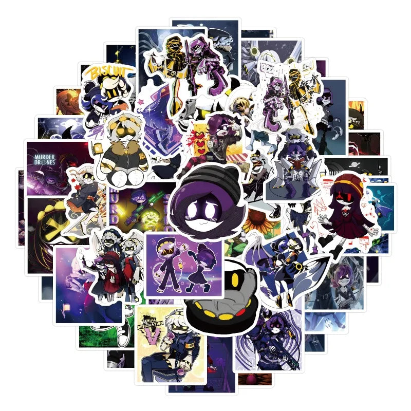 55pcs Murder Drones Anime Stickers for Laptop, Phone, Scooter, Suitcase, Water Bottle, Refrigerator, Stationery (ONLINE ORDER ONLY)