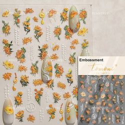 Flowers in Bloom Cosmos Chrysanthemum Daisy White Petal Yellow Stamen Self Adhesive Nail Art Decorations Sticker Manicure Decals (ONLINE ORDER ONLY)