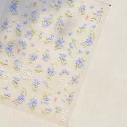 Vibrant and Lively Pullulate Purple Blue Snow Orchid Flower Garden Springtime Adhesive Nail Art Sticker Chic 3D Manicure Decals (Online Order Only)
