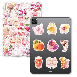 10/30/50PCS Kawaii Pink Sweet Sticky PVC Sticker Aesthetic Children's Stationery DIY Decoration Scrapbooking School Supplies (ONLINE ORDER ONLY)