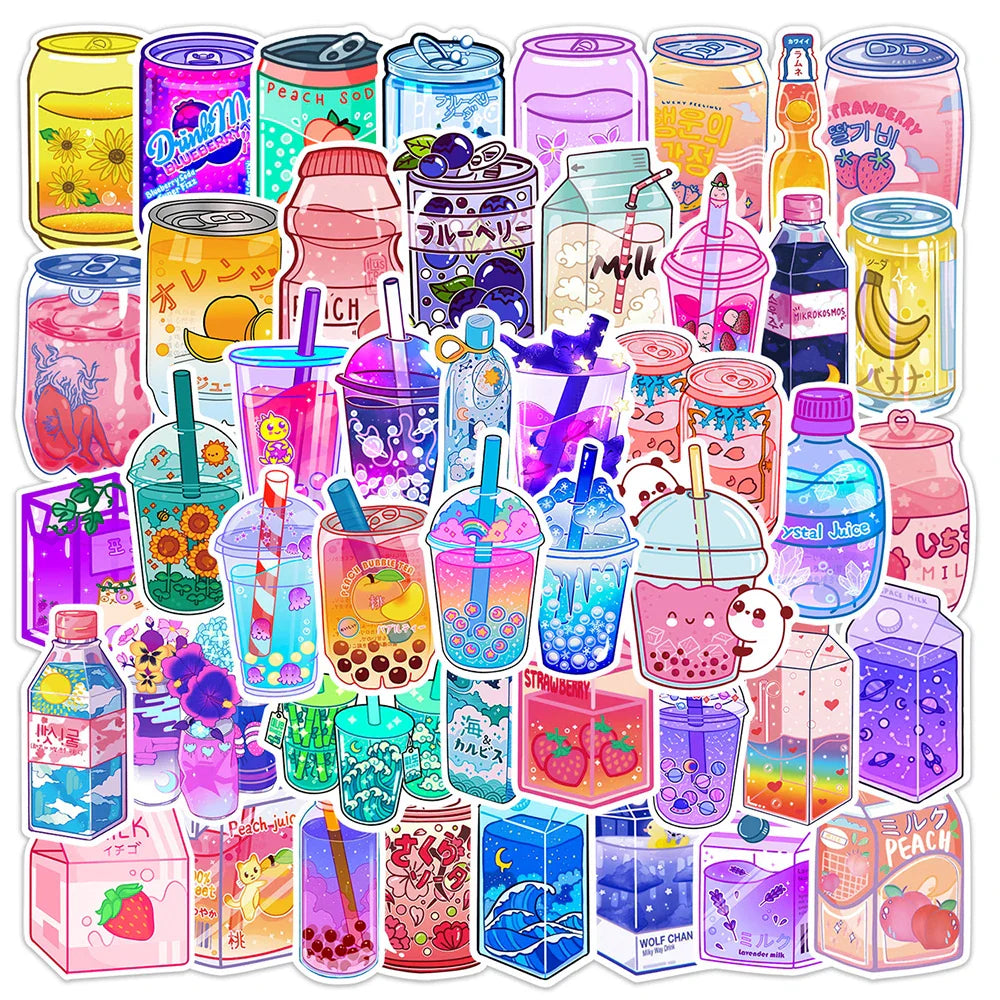 Cute Aesthetic Drink Stickers for Laptop, Phone, Luggage, Diary, Car, Kid Toy - 10/30/50PCS (Online Order Only)