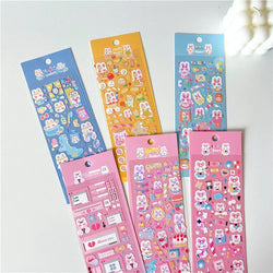 6pcs/lot Cute Flower Rabbit Sticker Scrapbooking Hand Account Stickers Idol Card Photo Frame DIY Deco Material Korean Stationery (Online Order Only)