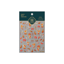 Charming Red Rose Phoenix Flower Wing Leaves Flower Feather Pearl Relief Embossed 5D Adhesive Nail Art Stickers Manicure Decals (ONLINE ORDER ONLY)