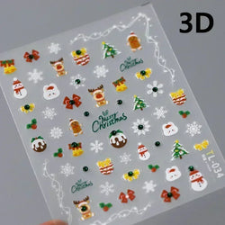 Snowman Apple Stars Gift Bell Snowflake Christmas Tree 3D Jelly Self Adhesive Nail Art Stickers Santa Claus Xmas Manicure Decals (ONLINE ORDER ONLY)