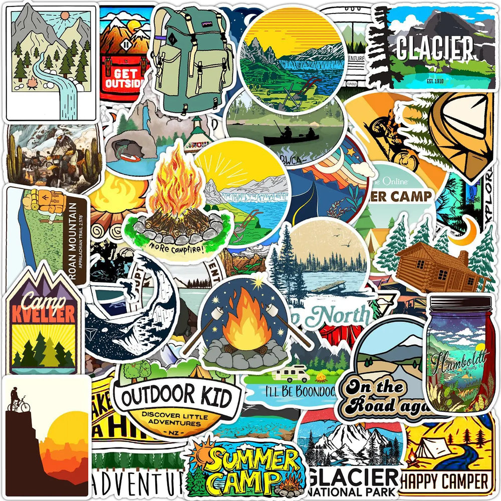 50pcs Wilderness Survival Graffiti Stickers for Helmet, Wall, DIY Decor (Online Order Only)