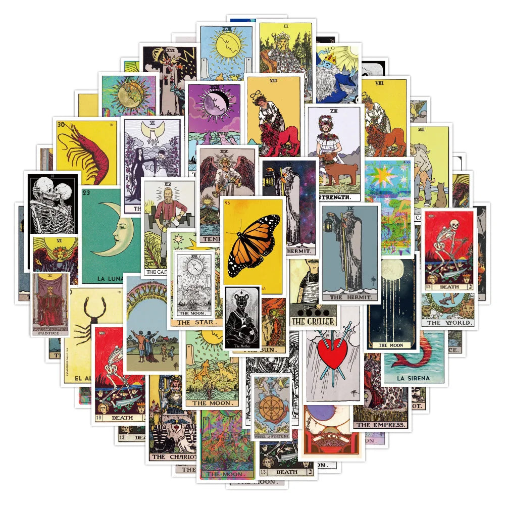 Tarot Card Cartoon Art Stickers for Phone Laptop Luggage Skateboard (Online Order Only)