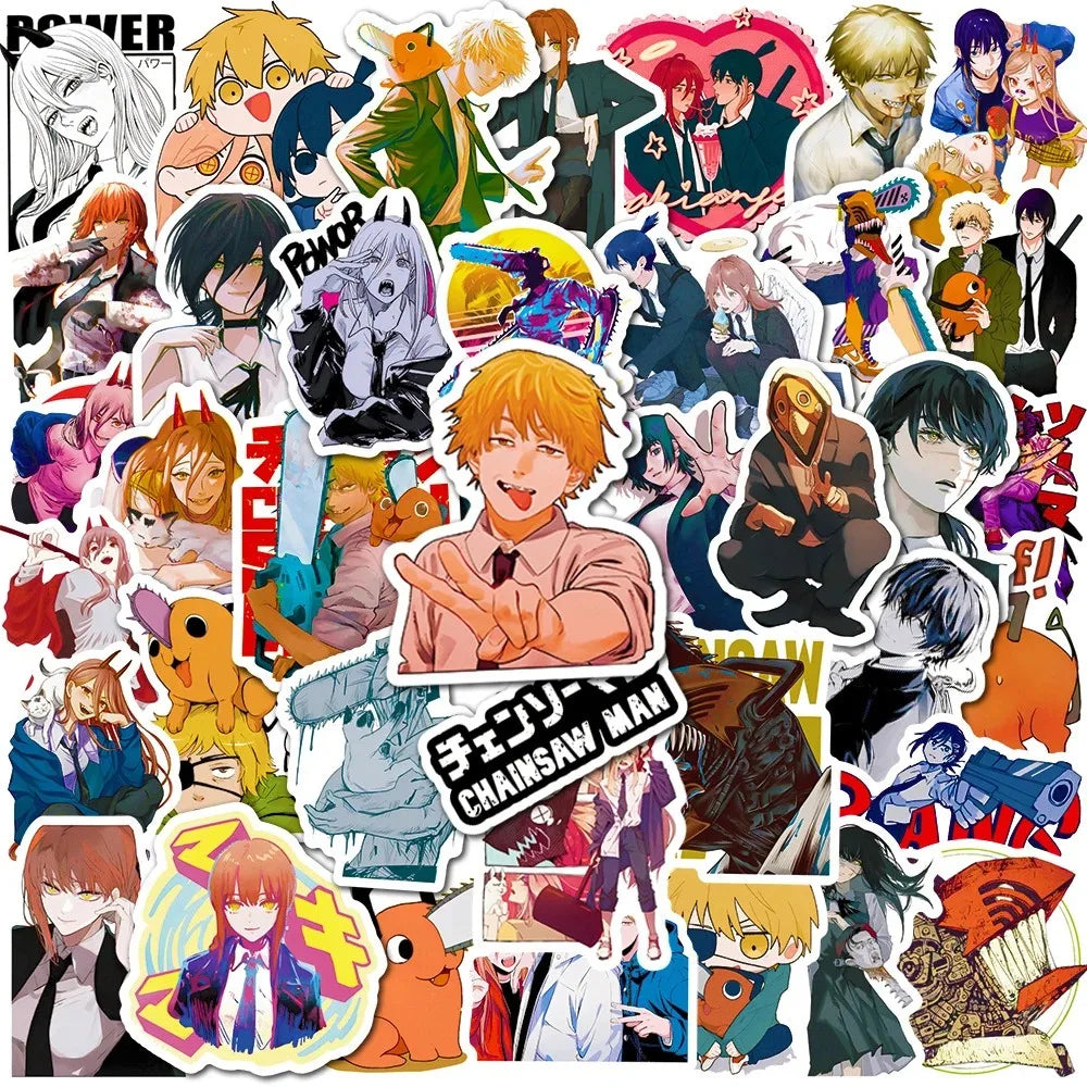Pochita Chainsaw Man Stickers - Waterproof Anime Decals for Skateboard, Luggage, Motorcycle (10/30/50pcs) (Online Order Only)