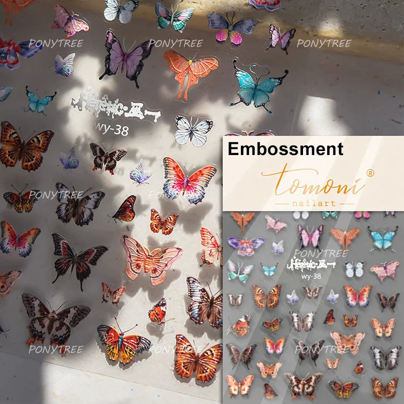 Colourful Butterfly Delicate Anmials Adhesive Nail Art Stickers Dreamy Winter Snowflake Rhinestone Manicure Decals Nail Supplies (ONLINE ORDER ONLY)