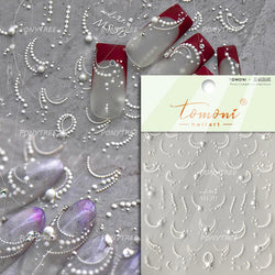 French Lines Gemstone Necklace Gilding Light Luxury Pearl Self Adhesive Nail Art Decorations Stickers Manicure Decals Wholesale (ONLINE ORDER ONLY)