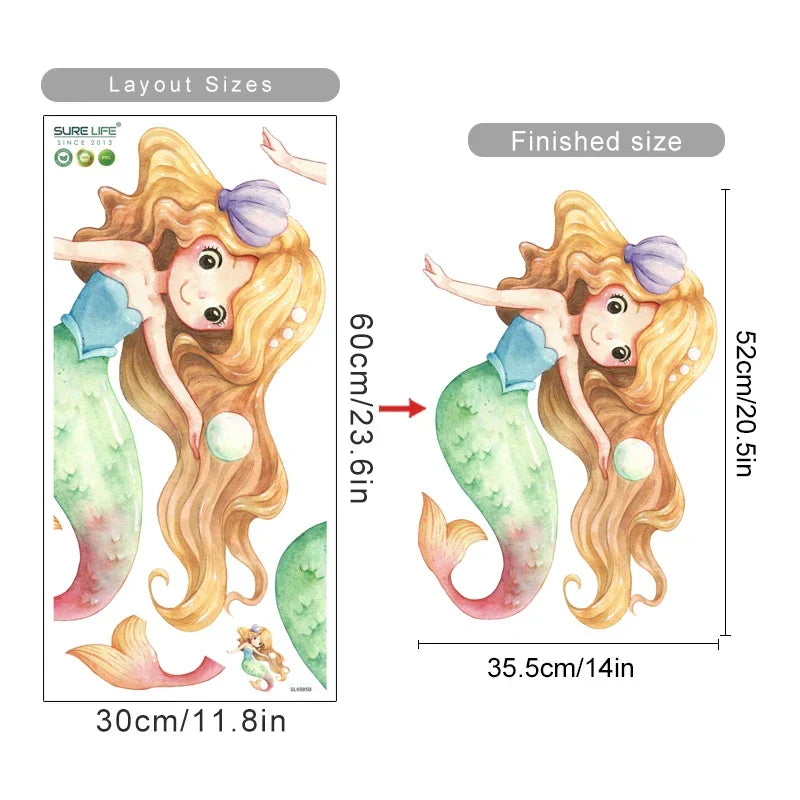 Mermaid Jellyfish Wall Stickers for Kids Room Decor (Online Order Only)