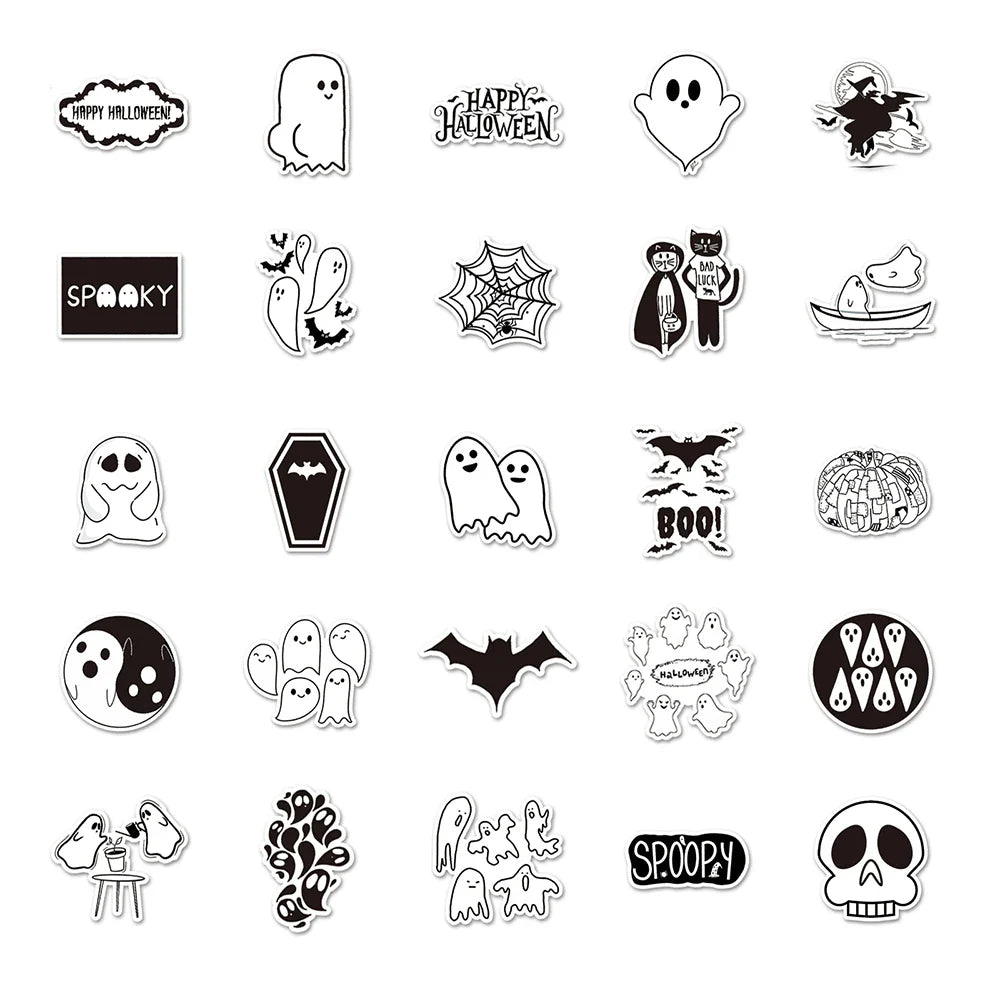 10/30/50PCS Cute Halloween Stickers Kawaii Ghost Decals DIY Decoration For Skateboard Phone Helmet Bike Cartoon Sticker Kids Toy (ONLINE ORDER ONLY)