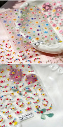Colorful Dried Flowers Wreath Floral Plant Petal Bud Garden Charming 5D Reliefs Self Adhesive Nail Art Stickers Manicure Decals (Online Order Only)