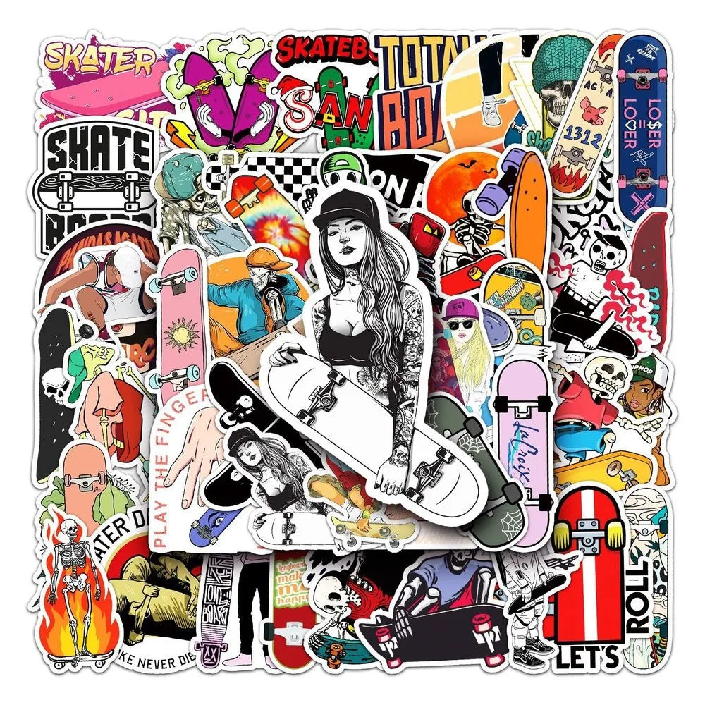 10/50PCS Sports Skateboard Stickers Laptop Bicycle Guitar Skateboard Sticker Kid DIY Graffiti Waterproof Personalized Stickers (Online Order Only)