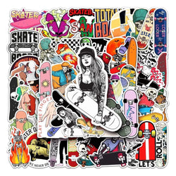 10/50PCS Sports Skateboard Stickers Laptop Bicycle Guitar Skateboard Sticker Kid DIY Graffiti Waterproof Personalized Stickers (Online Order Only)