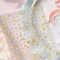 Mini Colourful Flower Black Yellow Petal Wreath 5D Chic Embossed Reliefs Delicate Self Adhesive Nail Art Stickers Manicure Decal (Online Order Only)