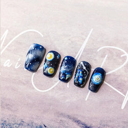 Starlit Sky Star Moon Oil Painting Colour Abstract Planet High Saturation Self Adhesive Nail Art Stickers Dreamy Manicure Decals (ONLINE ORDER ONLY)