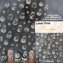 Black White Christmas Tree Snowflake Bowknot Snowman Socks Star Santa Hat Deer Rhinestone Winter Nail Art Sticker Manicure Decal (Online Order Only)