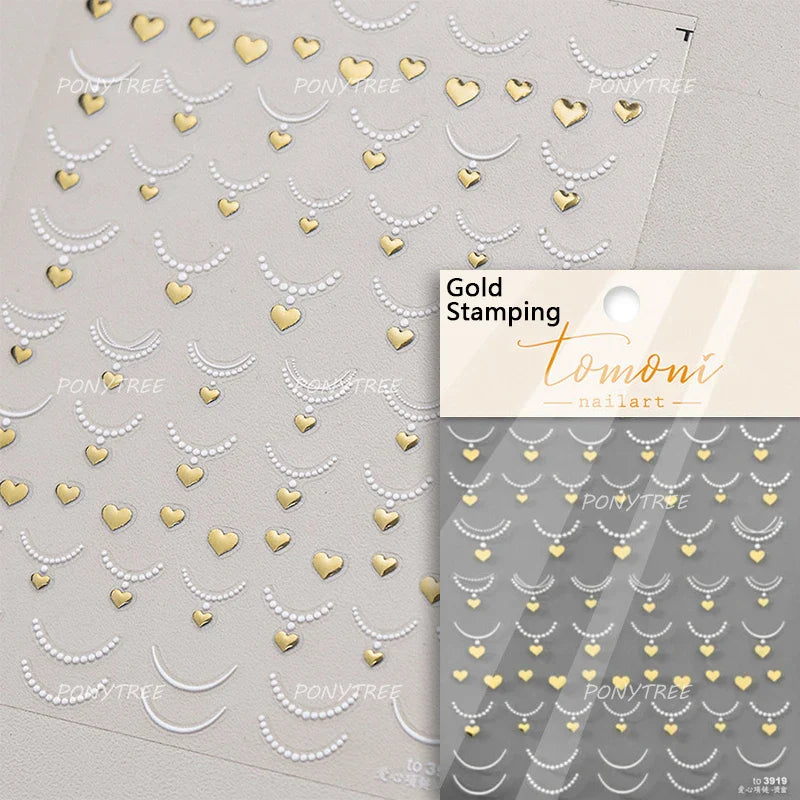 Mini Love Heart Arc Curved Line French Style Minimalist Colourful Self-adhesive Nail Art Decorations Stickers Manicure Decals (Online Order Only)