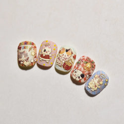 Cat Kitten Star Tree Bell Angel Bowknot Snowman Envelope Pinecone Bone Adhesive Nail Art Stickers Cup Rhinestone Manicure Decals (ONLINE ORDER ONLY)
